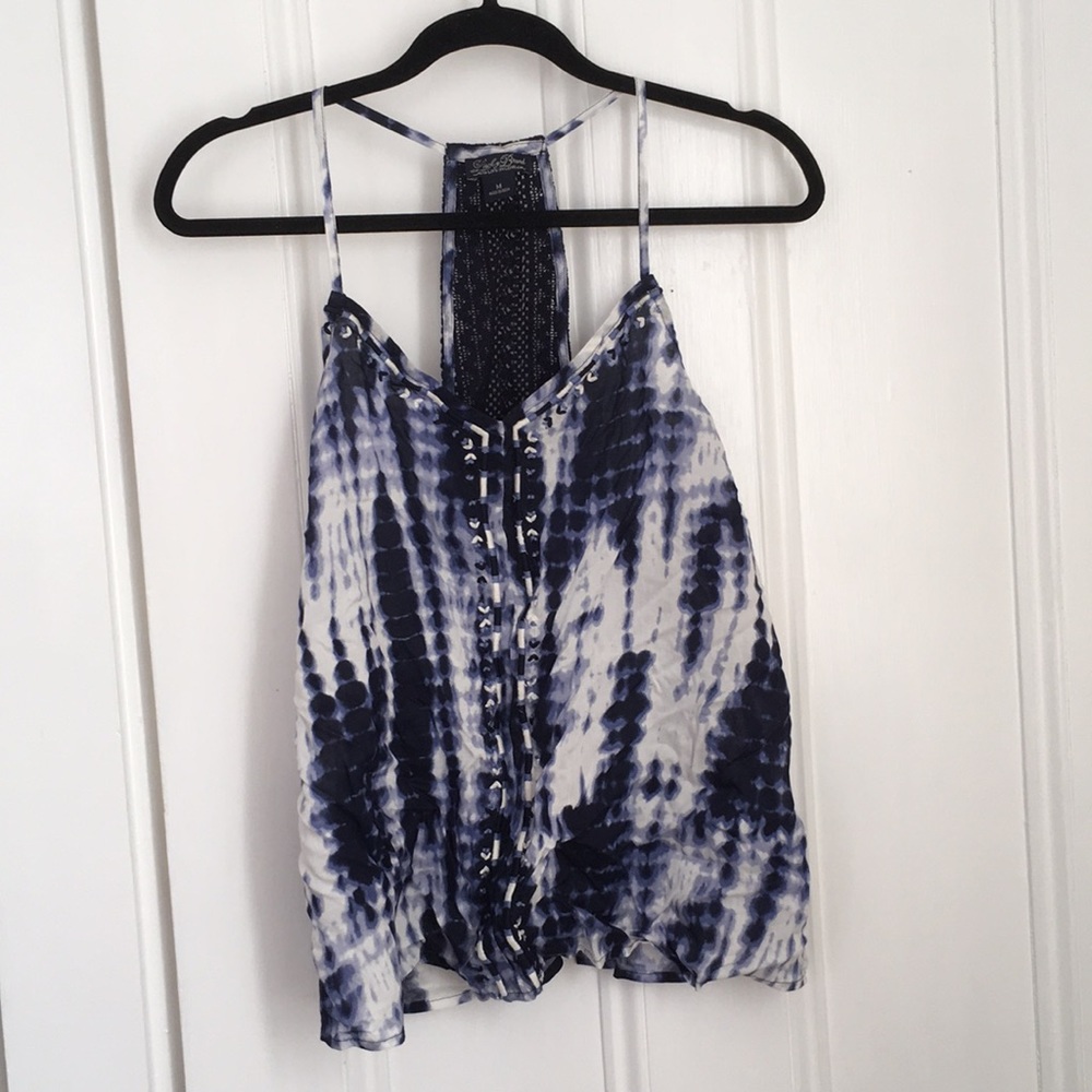 lucky brand blue and white tie dye tank